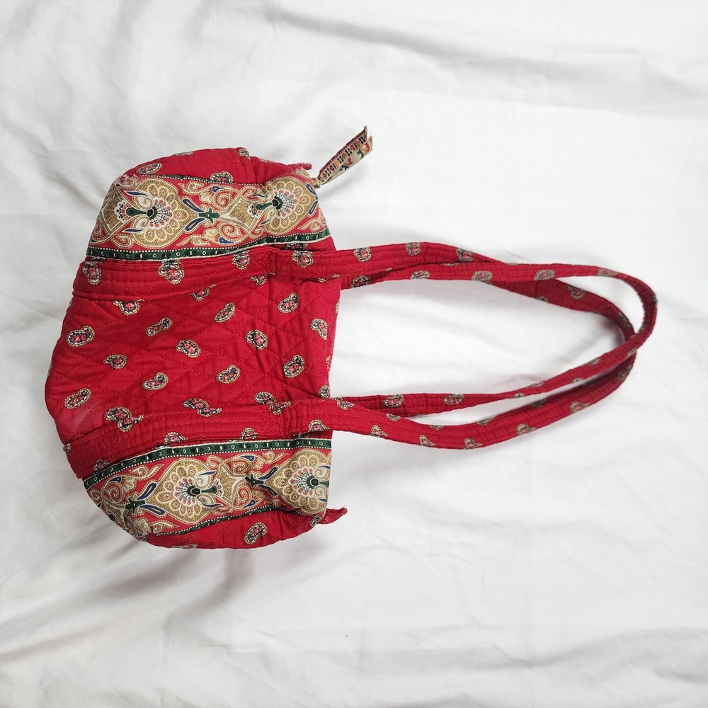 Vera Bradley Red Paisley Quilted Cotton Shoulder Bag Handbag Retired Pattern 90s